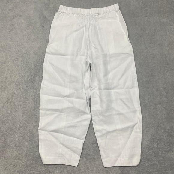 Madewell Pants Size Small Pull On Barrel Linen White Ankle Cropped NEW NV539 - Picture 9 of 11